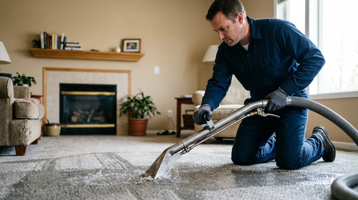 Water damage restoration technician working near Woodlawn, IL